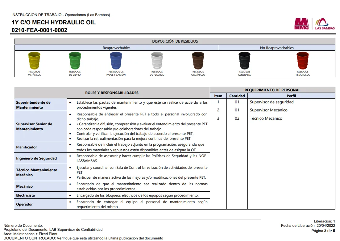 Elaboración de Instructivos de Trabajo WIs, PETs y Cartillas Resumen de Equipos Planta — imagen 3