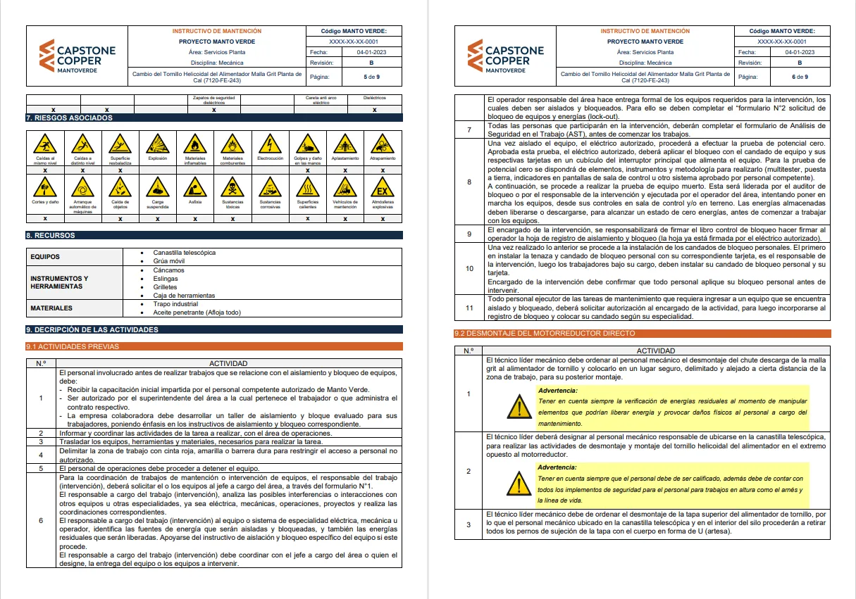 Elaboración de Procedimientos de mantenimiento, Instructivos de mantenimiento e Instructivos de Bloqueo — imagen 1